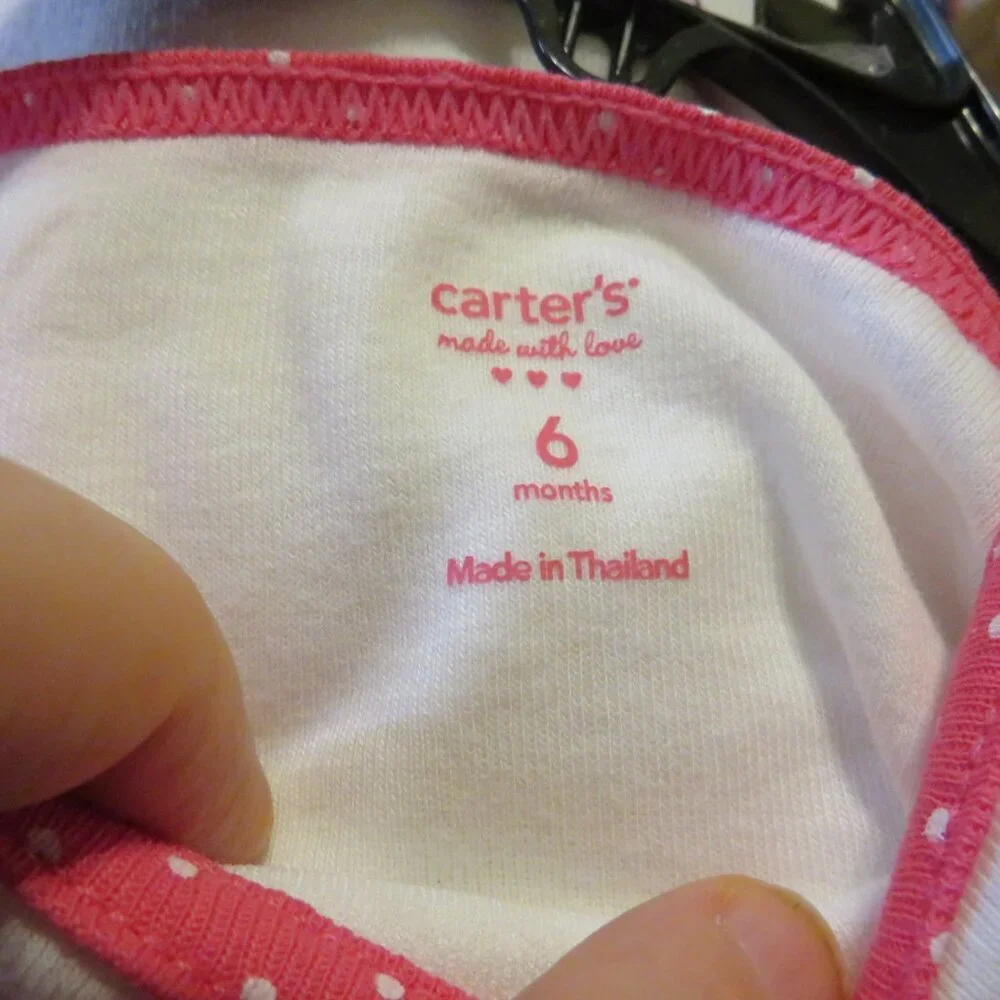 Baby Ruffled Sleeveless Bodysuit Pink Polka Dots 6mts 100% cotton